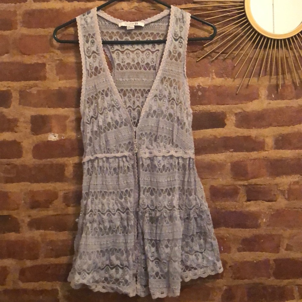 Baby blue boho vest